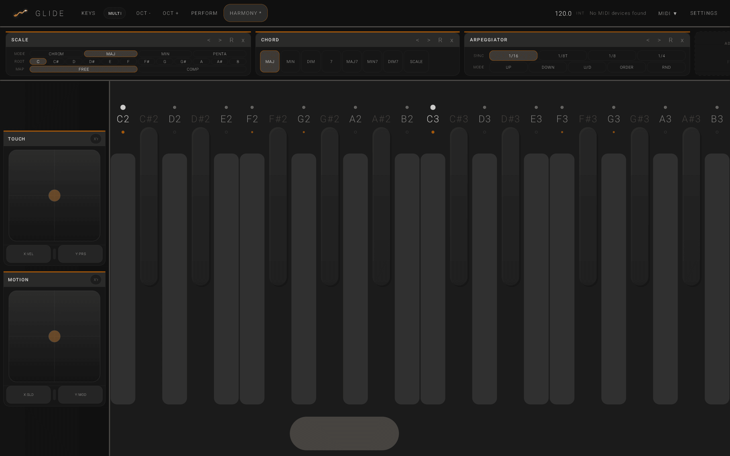 GLIDE screenshot: Bitwig flow