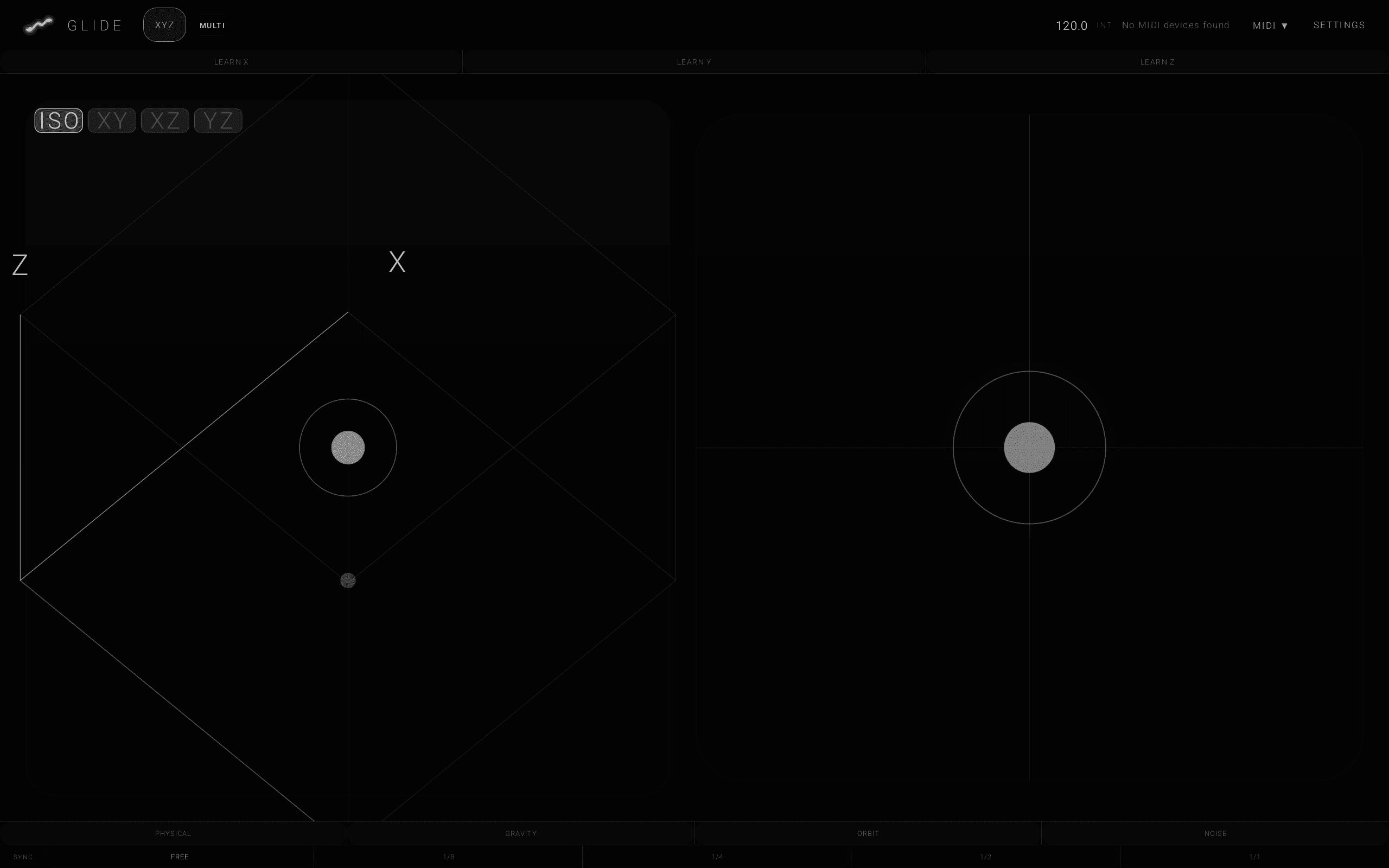GLIDE screenshot: XYZ control